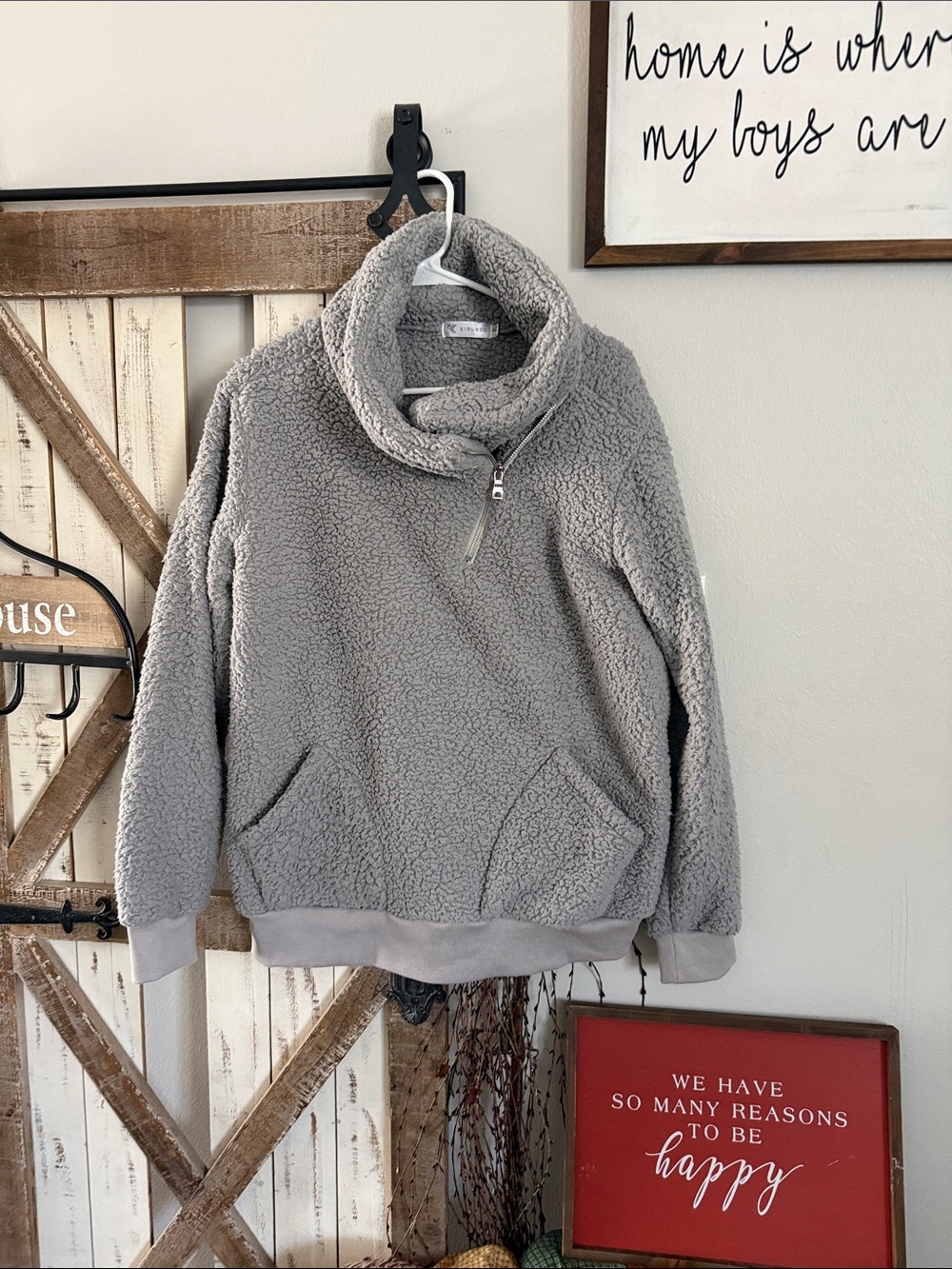 Cozy Zip-Up Sherpa Pullover Jacket in Gray
